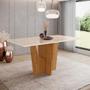 Imagem de Mesa de Jantar Retangular com Tampo de Vidro Danielly II Off White e Nature 160 cm