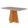 Imagem de Mesa de Jantar Retangular com Tampo de Vidro Maite Off White e Nature 130 cm