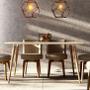 Imagem de Mesa de Jantar Retangular com Tampo de Vidro San Marco Off White e Noce 160 cm