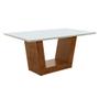 Imagem de Mesa de Jantar Retangular com Tampo de Vidro Viena Off White e Canela Rústico 160 cm