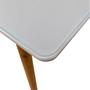 Imagem de Mesa de Jantar Retangular com Vidro Louise 160x90 cm Branco Pés Retrô Castanho - D'Rossi