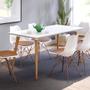 Imagem de Mesa de Jantar Retangular com Vidro Louise 160x90 cm Branco Pés Retrô Castanho - D'Rossi