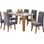 Imagem de Mesa de Jantar Retangular Dakar 1,60x90 com Vidro e 6 Cadeiras Vegas em Madeira Maciça