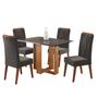 Imagem de Mesa de Jantar Retangular Dinamarca com 4 Cadeiras Madeira Maciça Vegas