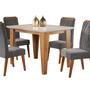 Imagem de Mesa de Jantar Retangular Divine com Vidro 1,20x90 e 4 Cadeiras Vegas em Madeira Maciça