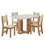 Imagem de Mesa de Jantar Retangular Holy Com 4 Cadeiras Sol Mel/Blonde/Bege Casa Giulia