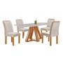 Imagem de Mesa de Jantar Retangular Kyra 120x90cm Cinamomo/off White com 4 Cadeiras Arizona - Suede Cru