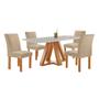 Imagem de Mesa de Jantar Retangular Kyra 120x90cm Cinamomo/off White com 4 Cadeiras Canela - Suede Bege