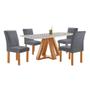 Imagem de Mesa de Jantar Retangular Kyra 120x90cm Cinamomo/off White com 4 Cadeiras Canela - Suede Cinza