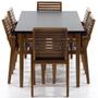 Imagem de Mesa de Jantar Retangular Luiza 160cm Preta com 6 Cadeiras em Madeira Isabela - Natural