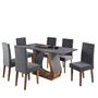 Imagem de Mesa de Jantar Retangular Royale com 6 Cadeiras Venus Imbuia/Cinza Brilho/Grafite