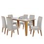 Imagem de Mesa de Jantar Retangular Scala Com 6 Cadeiras Flora em Madeira Maciça Mel/Off White/V.marfim Casa Giulia