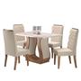 Imagem de Mesa de Jantar Retangular Sharom Com 4 Cadeiras Iza Imbuia/Blonde/Bege Casa Giulia
