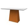 Imagem de Mesa de Jantar Retangular Tampo com Vidro Bella 160 cm Off White Base Ypê - D'Rossi