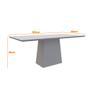 Imagem de Mesa de Jantar Retangular Tampo com Vidro Ester 180 cm Preto Base Off White - D'Rossi