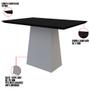 Imagem de Mesa de Jantar Retangular Tampo com Vidro Ester 180 cm Preto Base Off White - D'Rossi