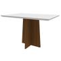Imagem de Mesa de Jantar Retangular Tampo com Vidro Sabrina 120 cm Off White Base Imbuia - D'Rossi