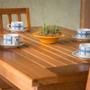 Imagem de Mesa de Jantar Ripada 1,20m com 4 Cadeiras em Madeira Maciça