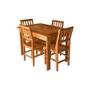 Imagem de Mesa de Jantar Ripada 1,20m com 4 Cadeiras em Madeira Maciça Premium