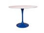 Imagem de Mesa de Jantar Saarinen Redonda 130 cm Tampo Laca Branca Base Azul