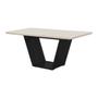 Imagem de Mesa de Jantar Safira 1,6m Off White com 6 Cadeiras Elisa Veludo Bege Madeira Maciça Preto