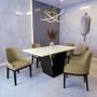 Imagem de Mesa de Jantar Safira 1,6m Off White com 6 Cadeiras Elisa Veludo Bege Madeira Maciça Preto
