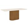 Imagem de Mesa de Jantar Solana 200 cm Canto Arredondado com Vidro Nature Off White - Henn