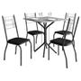 Imagem de Mesa De Jantar Thais 70x70 Cm Com Granito Ocre Itabira Com 4 Cadeiras 063 Preto - Artefamol