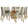 Imagem de Mesa de jantar Treviso 135x135 cm com Vidro Ype Off White e 8 Cadeiras Mariana Ype Veludo Nude  New Ceval