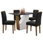 Imagem de Mesa de jantar Veneza 120x80 cm com Vidro Ype Preto e 4 Cadeiras Ana Ype Veludo Preto  New Ceval