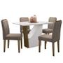 Imagem de Mesa de Jantar Veneza 120x80 com 4 Cadeiras Ana Imbuia/Off White/Marrom Rosê - PR Móveis