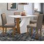 Imagem de Mesa de Jantar Veneza 120x80 com 4 Cadeiras Ana Ipê/Off White/Marrom Rosê - PR Móveis