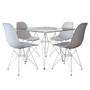 Imagem de Mesa de Jantar Vidro com 4 Cadeiras Brancas Eames Eiffel Quadrada 90cm Base Ferro Branco