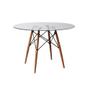 Imagem de Mesa de Jantar Vidro Eames Eiffel Redonda 110cm Base Madeira Maciça