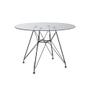 Imagem de Mesa de Jantar Vidro Redonda 90cm Eames Eiffel com 4 Poltronas Pretas Ferro Preto