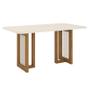 Imagem de Mesa de Jantar Yara 160 cm Canto Arredondado com Vidro Nature Off White - Henn