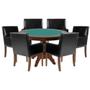 Imagem de Mesa de Jogos Carteado Redonda Montreal Tampo Reversível Imbuia com 6 Cadeiras Liverpool material sintético Preto Liso G36 G15 - Gran Belo