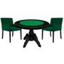 Imagem de Mesa de Jogos Carteado Redonda Montreal Tampo Reversível Preto com 2 Cadeiras Vicenza Verde G36 G15 - Gran Belo