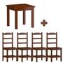 Imagem de Mesa de Madeira Maciça com 4 Cadeiras - Castanho