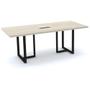 Imagem de Mesa de Reunião com Caixa de Tomada 200 x 90 cm Pé Tubular P40 MDP Nogueira CasaBlanca Base Preta