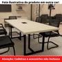 Imagem de Mesa de Reunião com Caixa de Tomada Retangular 200 x 90 cm Pé Tub PE25 em MDP Cor Branco Base Branca