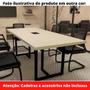 Imagem de Mesa de Reunião com Caixa de Tomada Retangular 200x90 cm Pé Tubular PE25 em MDP Cinza com Base Cinza
