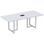 Imagem de Mesa de Reunião com Caixa de Tomada Retangular 200x90 cm Pé Tubular PE25 em MDP Cinza com Base Cinza