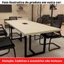 Imagem de Mesa de Reunião com Caixa de Tomada Retangular 260 x 120 cm Pé Tubular PE25 MDP Preta Base Preta