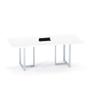 Imagem de Mesa de Reunião Retangular com Power Box Tubular P25 Pandin 2,0 M Branco e Cinza