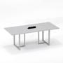 Imagem de Mesa de Reunião Retangular com Power Box Tubular P25 Pandin 2,0 M Cinza Cristal
