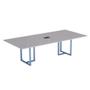 Imagem de Mesa de Reunião Retangular com Power Box Tubular P25 Pandin 2,0 M Cinza e Azul Dali