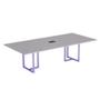 Imagem de Mesa de Reunião Retangular com Power Box Tubular P25 Pandin 2,0 M Cinza e Lilas