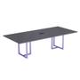 Imagem de Mesa de Reunião Retangular com Power Box Tubular P25 Pandin 2,0 M Grafito e Lilas
