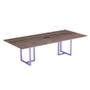 Imagem de Mesa de Reunião Retangular com Power Box Tubular P25 Pandin 2,0 M Walnut e Lilas